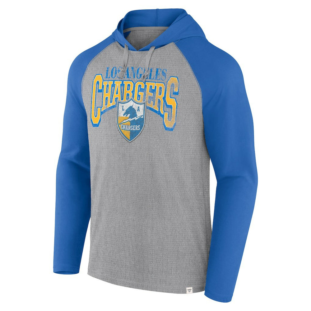 Fanatics Los Angeles Chargers Under Center Long Sleeve Hoodie T-Shirt Gray/Powder Blue