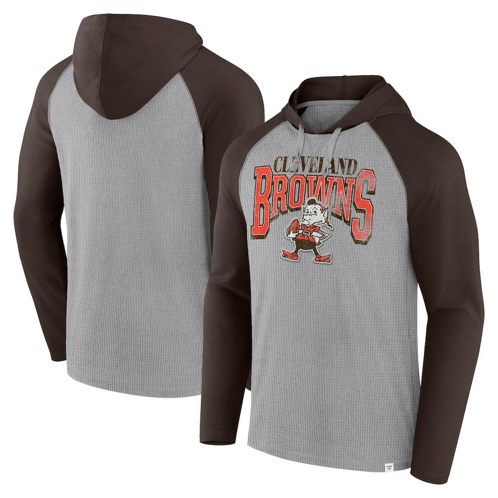 Fanatics Cleveland Browns Under Center Long Sleeve Hoodie T-Shirt Gray/Brown