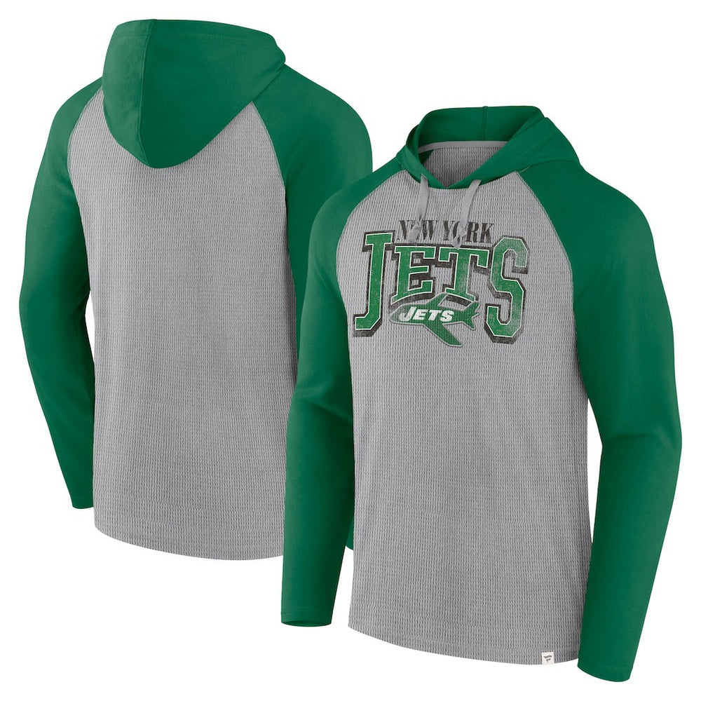 Fanatics New York Jets Under Center Long Sleeve Hoodie T-Shirt Gray/Kelly Green