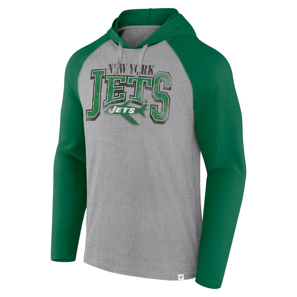 Fanatics New York Jets Under Center Long Sleeve Hoodie T-Shirt Gray/Kelly Green