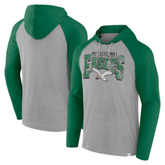 Fanatics Philadelphia Eagles Under Center Long Sleeve Hoodie T-Shirt Gray/Kelly Green