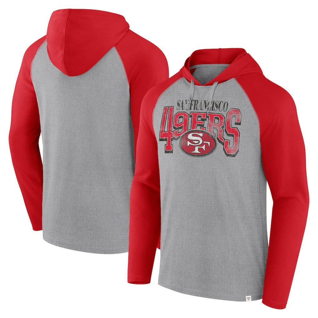 Fanatics San Francisco 49ers Under Center Long Sleeve Hoodie T-Shirt Gray/Scarlet