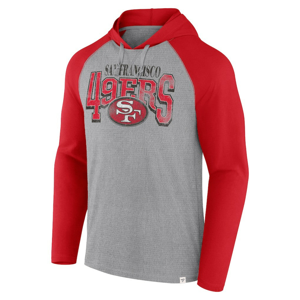 Fanatics San Francisco 49ers Under Center Long Sleeve Hoodie T-Shirt Gray/Scarlet