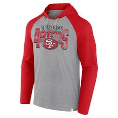 Fanatics San Francisco 49ers Under Center Long Sleeve Hoodie T-Shirt Gray/Scarlet