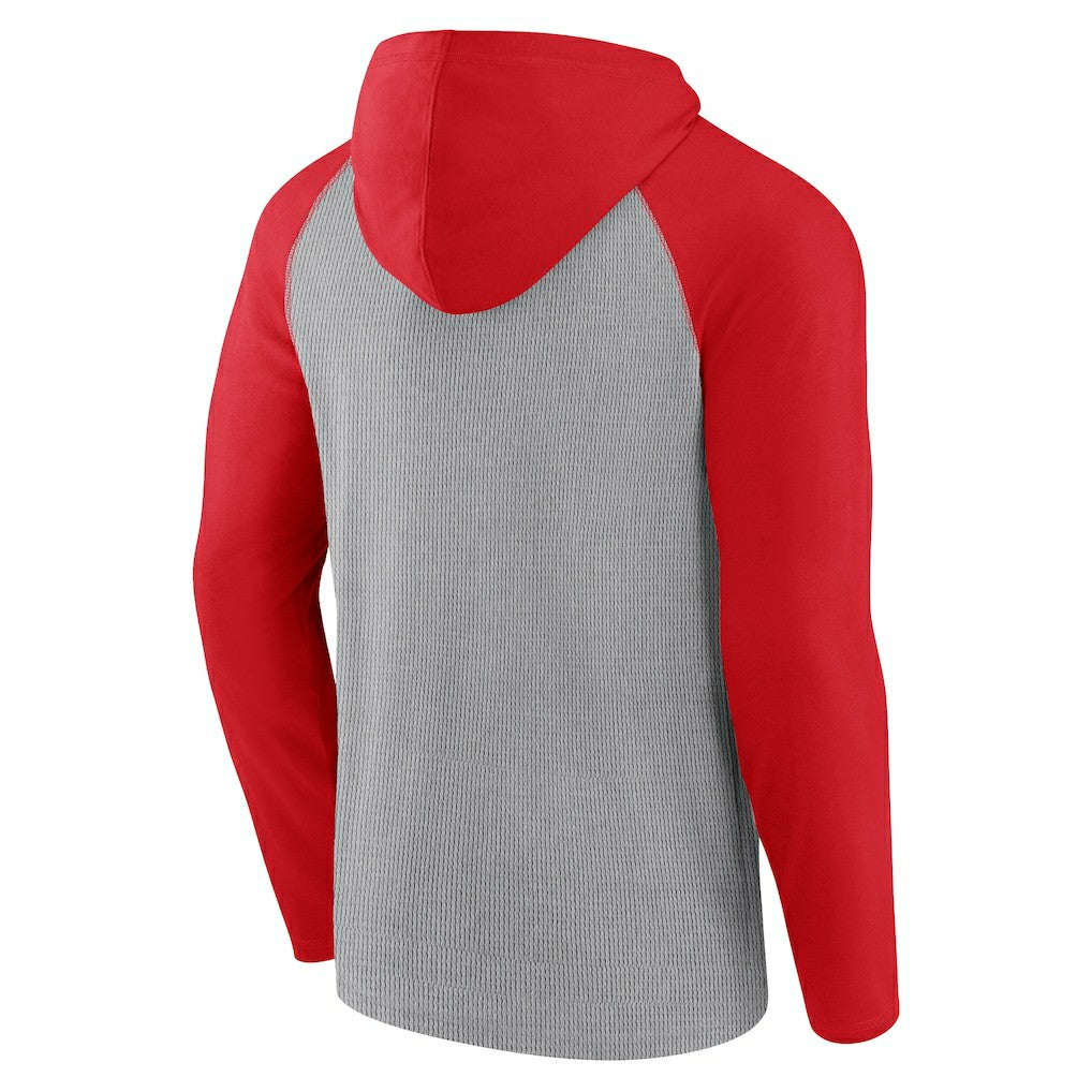 Fanatics San Francisco 49ers Under Center Long Sleeve Hoodie T-Shirt Gray/Scarlet