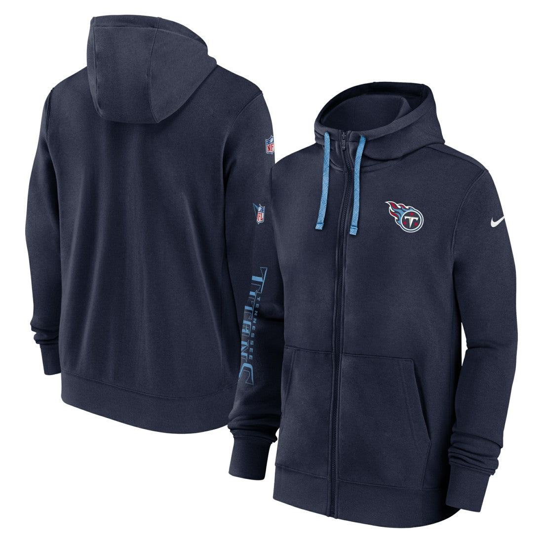 Nike Tennessee Titans 2024 Sideline Club Full-Zip Hoodie Navy