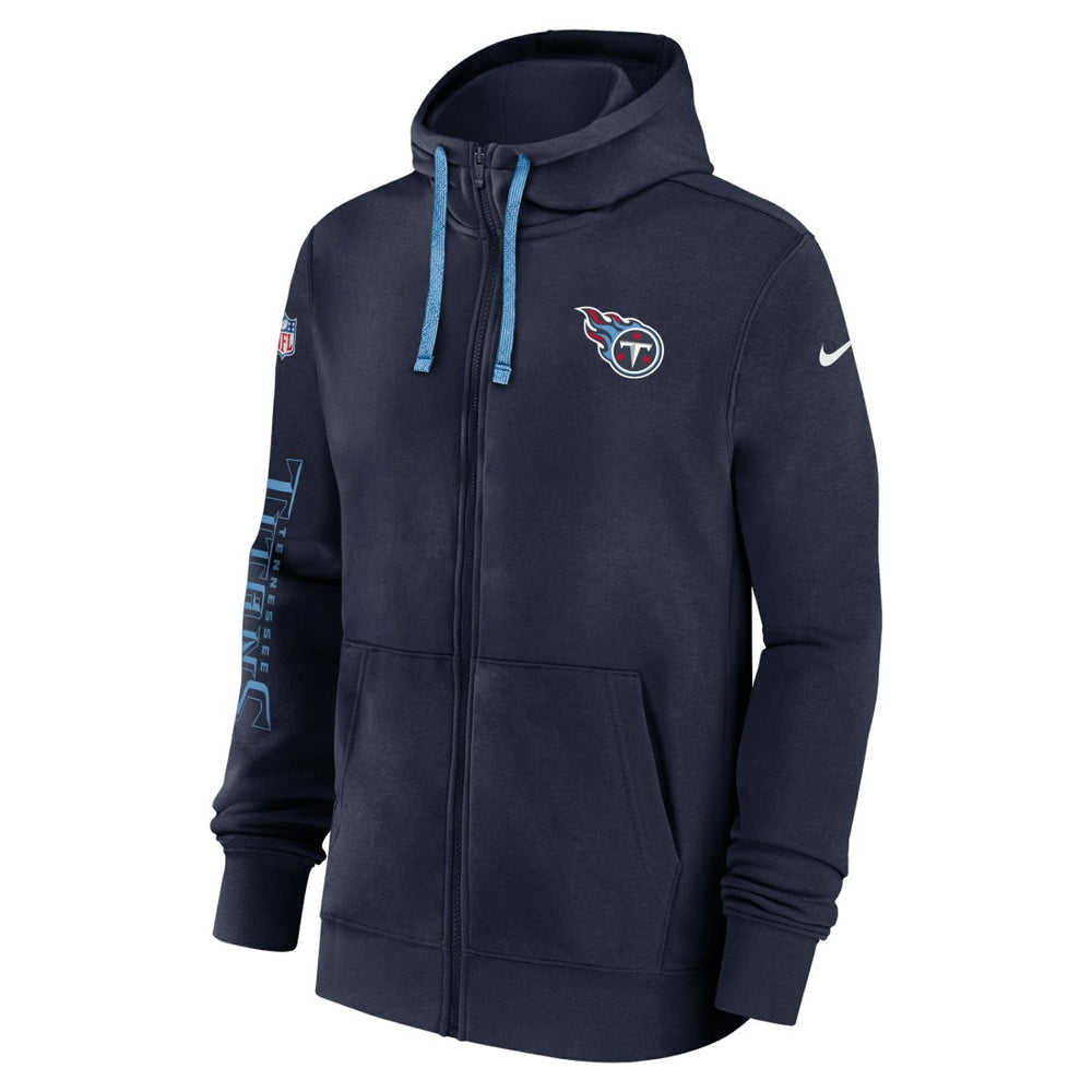 Nike Tennessee Titans 2024 Sideline Club Full-Zip Hoodie Navy