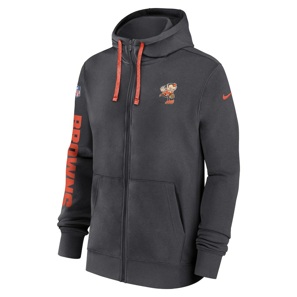 Nike Cleveland Browns 2024 Sideline Club Full-Zip Hoodie Anthracite