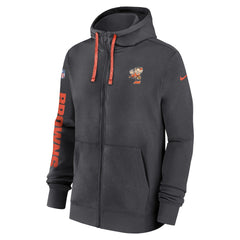 Nike Cleveland Browns 2024 Sideline Club Full-Zip Hoodie Anthracite