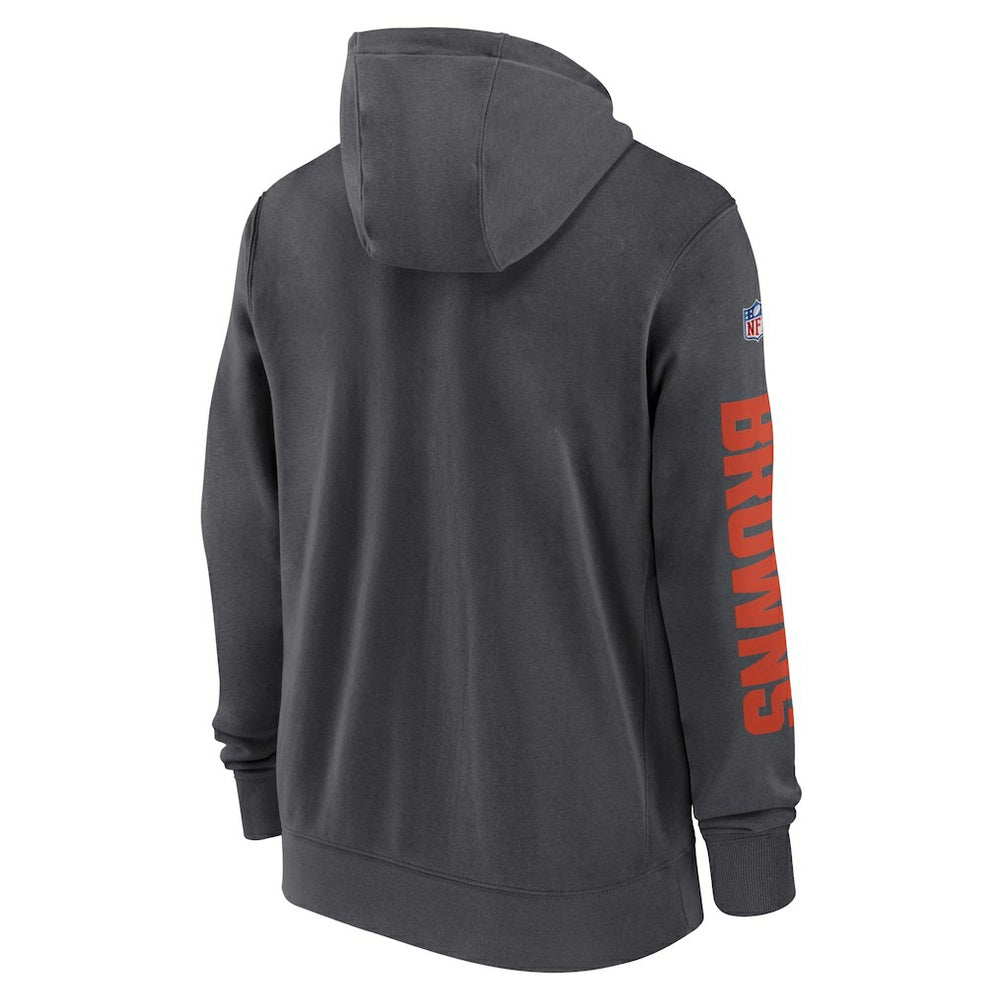 Nike Cleveland Browns 2024 Sideline Club Full-Zip Hoodie Anthracite