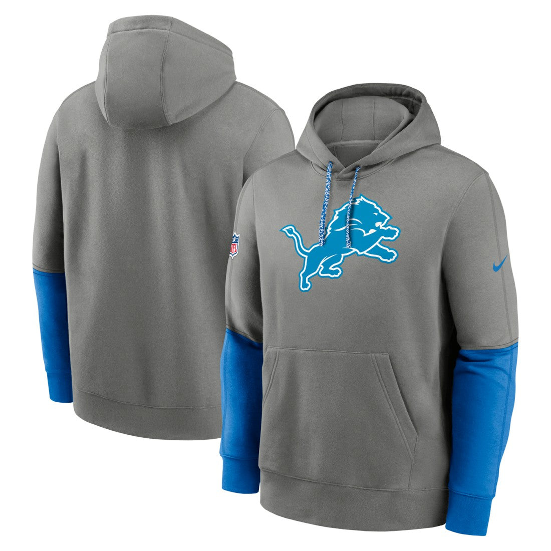 Nike Detroit Lions 2024 Sideline Club Pullover Hoodie Gray