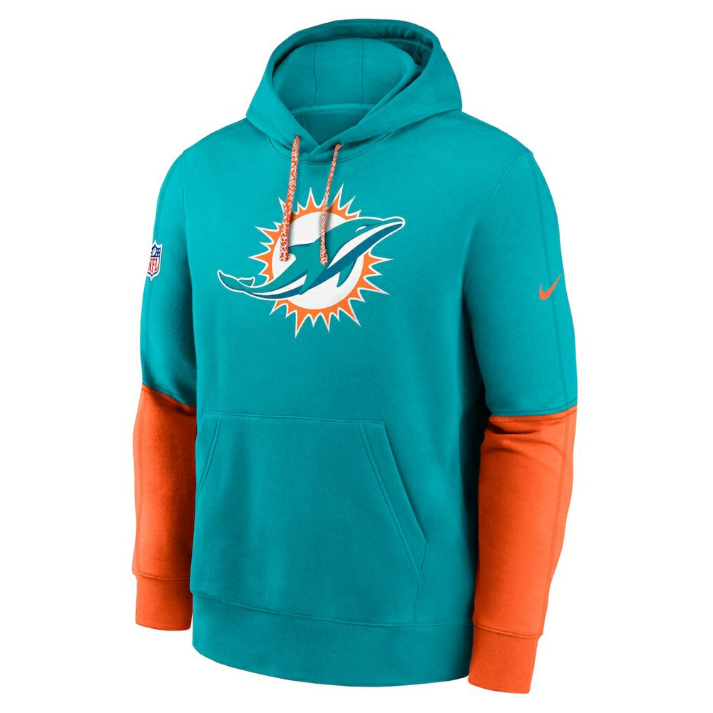 Nike Miami Dolphins 2024 Sideline Club Pullover Hoodie Aqua