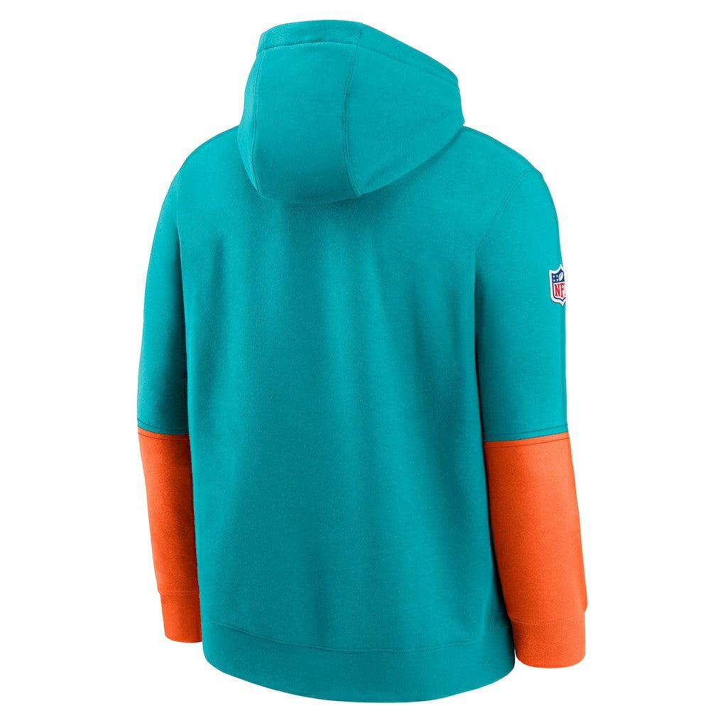 Nike Miami Dolphins 2024 Sideline Club Pullover Hoodie Aqua