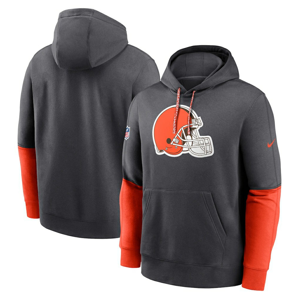 Nike Cleveland Browns 2024 Sideline Club Pullover Hoodie Anthracite