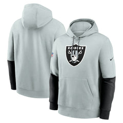 Nike Las Vegas Raiders 2024 Sideline Club Pullover Hoodie Silver