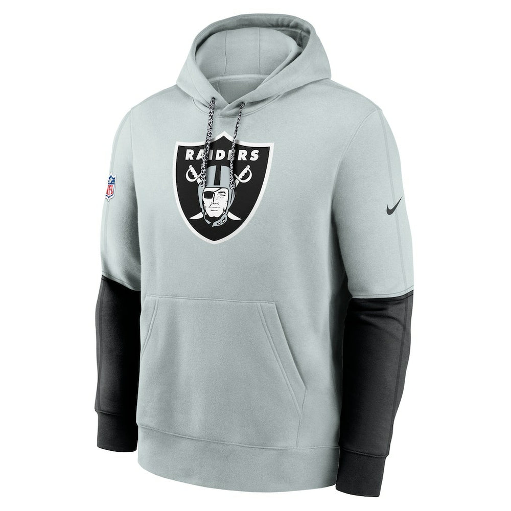 Nike Las Vegas Raiders 2024 Sideline Club Pullover Hoodie Silver