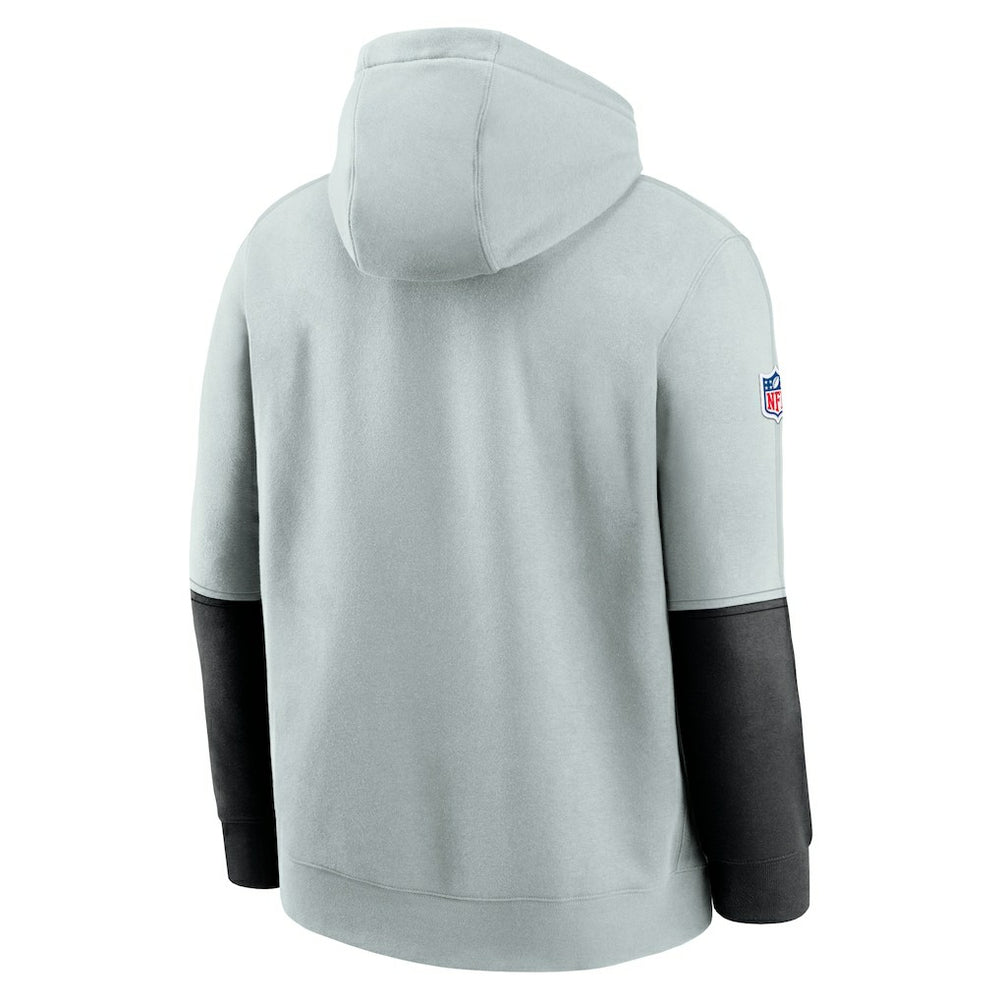 Nike Las Vegas Raiders 2024 Sideline Club Pullover Hoodie Silver