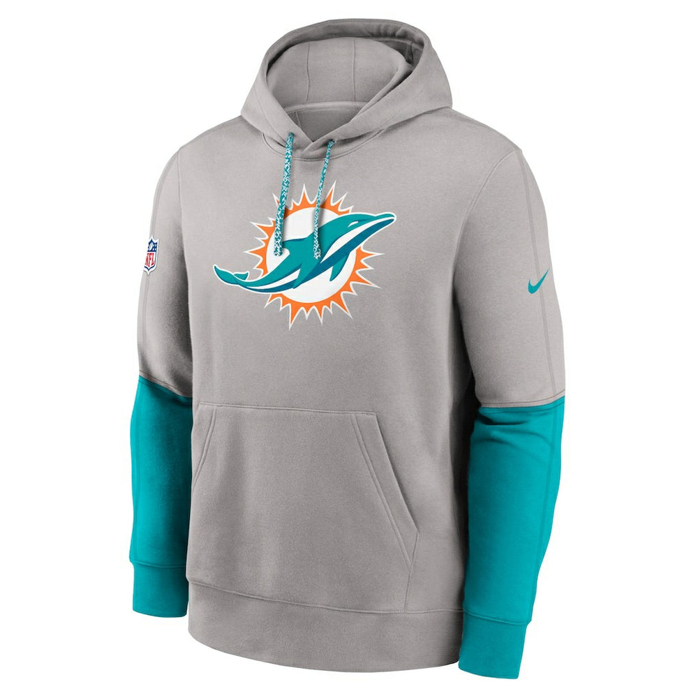 Nike Miami Dolphins 2024 Sideline Club Pullover Hoodie Gray