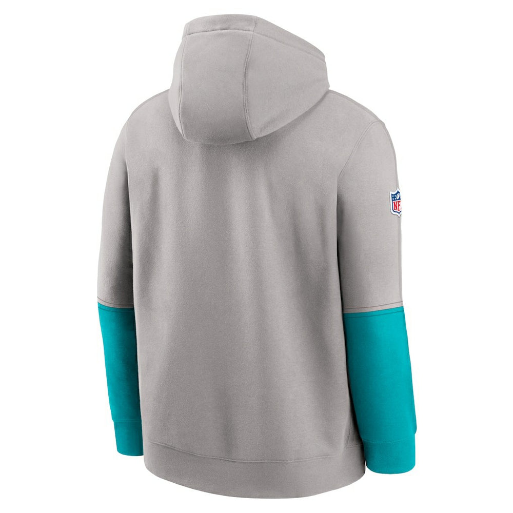 Nike Miami Dolphins 2024 Sideline Club Pullover Hoodie Gray