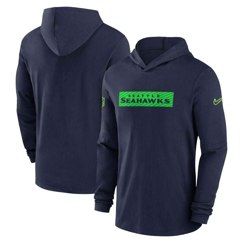 Nike Seattle Seahawks 2024/25 Sideline Performance Long Sleeve Hoodie T-Shirt College Navy