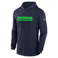 Nike Seattle Seahawks 2024/25 Sideline Performance Long Sleeve Hoodie T-Shirt College Navy