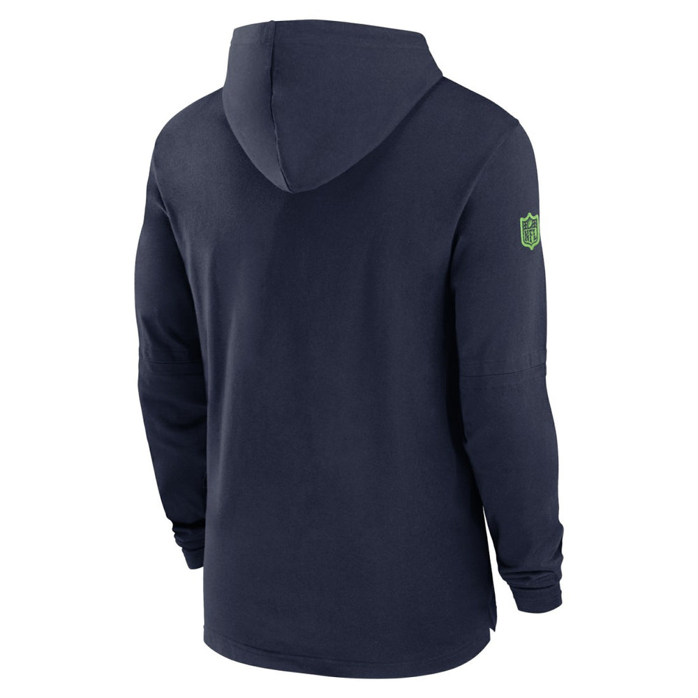Nike Seattle Seahawks 2024/25 Sideline Performance Long Sleeve Hoodie T-Shirt College Navy