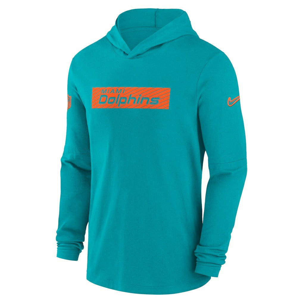 Nike Miami Dolphins 2024/25 Sideline Performance Long Sleeve Hoodie T-Shirt Aqua