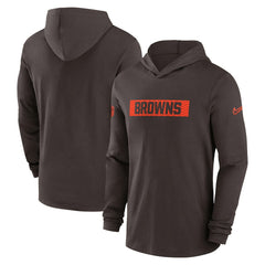 Nike Cleveland Browns 2024/25 Sideline Performance Long Sleeve Hoodie T-Shirt Brown