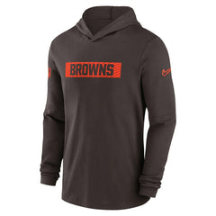 Nike Cleveland Browns 2024/25 Sideline Performance Long Sleeve Hoodie T-Shirt Brown