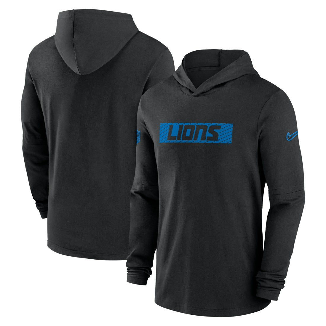 Nike Detroit Lions 2024/25 Sideline Performance Long Sleeve Hoodie T-Shirt Black
