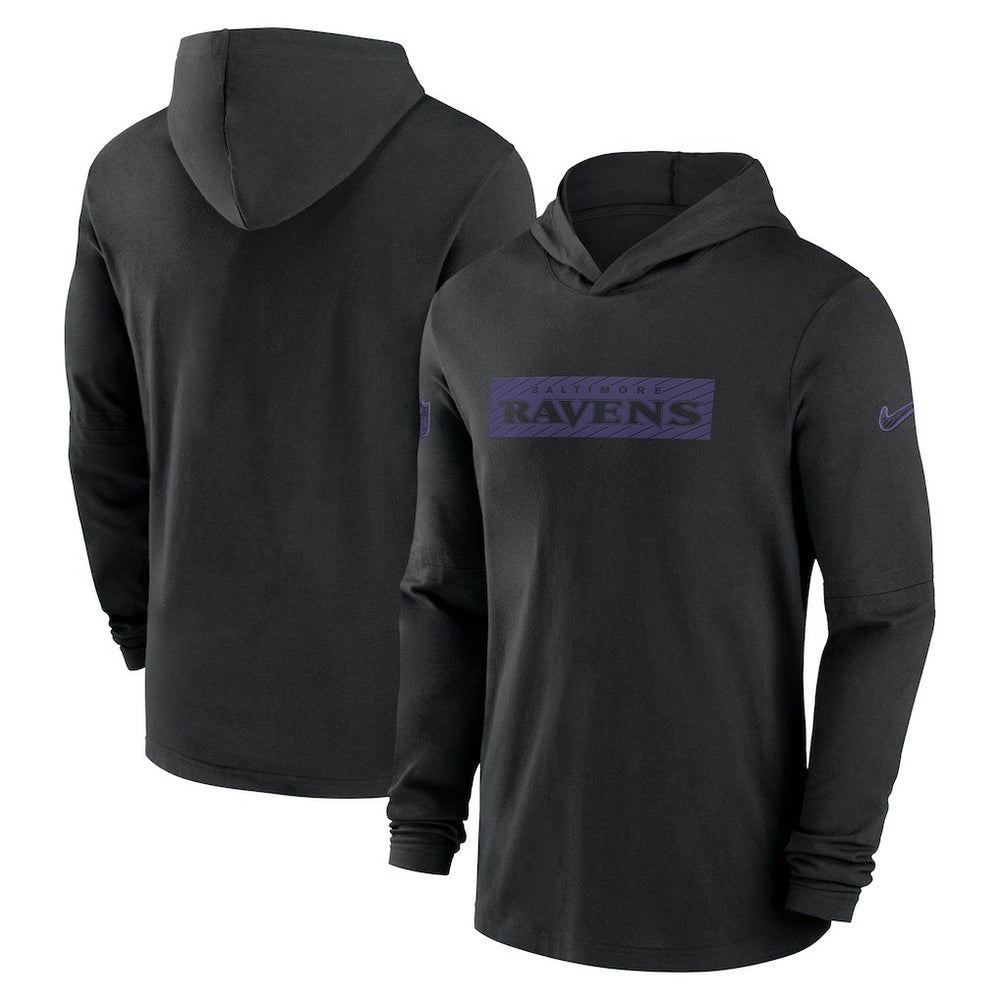 Nike Baltimore Ravens 2024/25 Sideline Performance Long Sleeve Hoodie T-Shirt Black