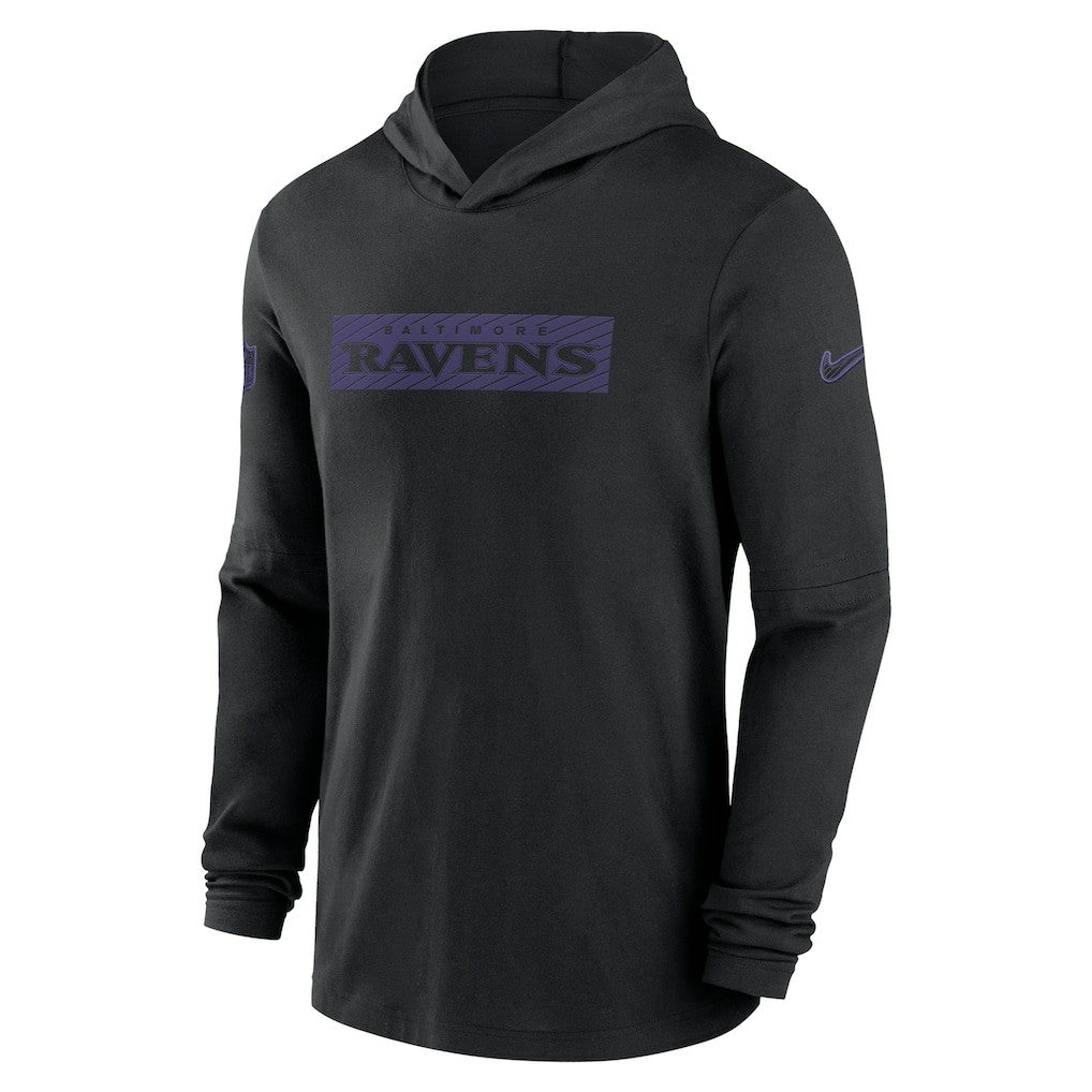 Nike Baltimore Ravens 2024/25 Sideline Performance Long Sleeve Hoodie T-Shirt Black