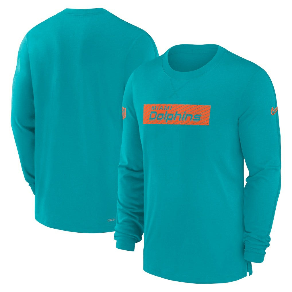 Nike Miami Dolphins Sideline Player Performance Long Sleeve T-Shirt Aqua