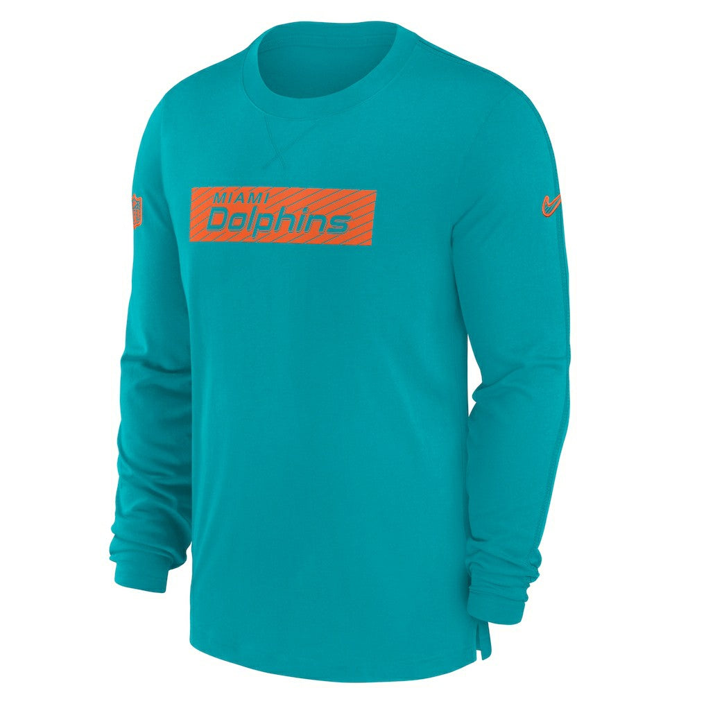 Nike Miami Dolphins Sideline Player Performance Long Sleeve T-Shirt Aqua