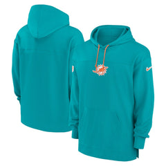 Nike Miami Dolphins Sideline Jersey Performance Pullover Hoodie Aqua