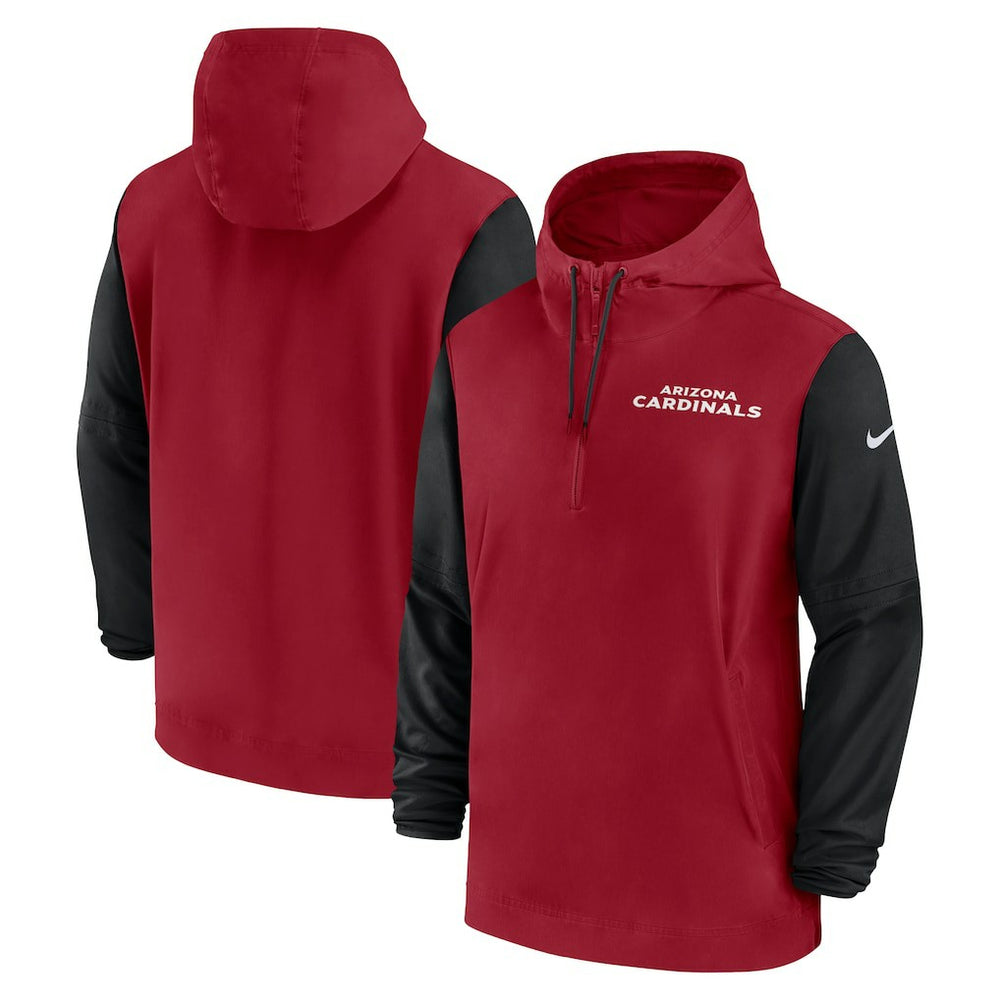 Nike Arizona Cardinals 2024/25 Sideline Pre-Game Player 1/2-Zip Hoodie Jacket Cardinal/Black