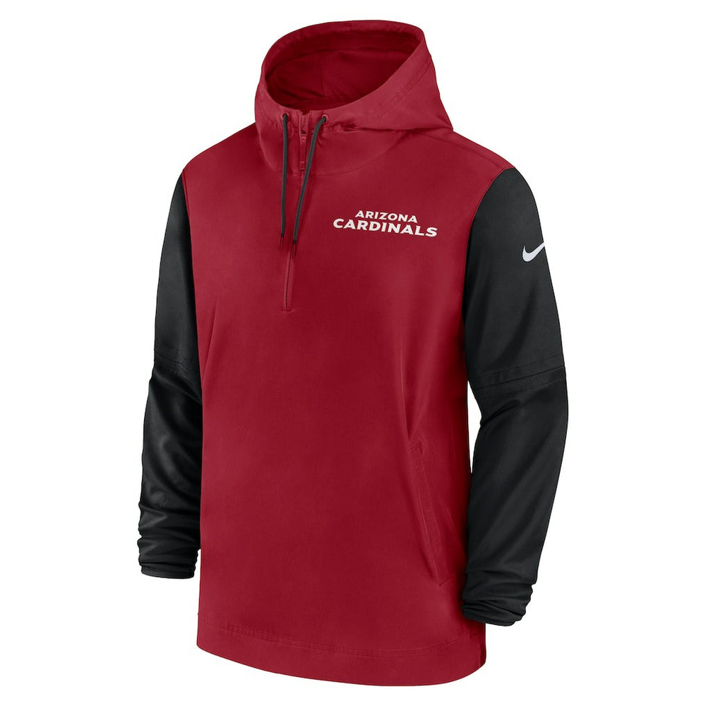 Nike Arizona Cardinals 2024/25 Sideline Pre-Game Player 1/2-Zip Hoodie Jacket Cardinal/Black