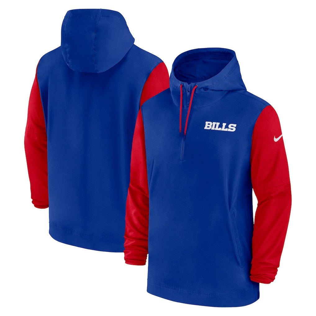 Nike Buffalo Bills 2024/25 Sideline Pre-Game Player 1/2-Zip Hoodie Jacket Royal/Red
