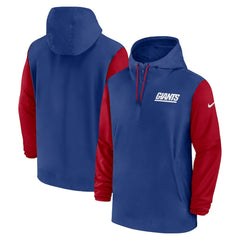 Nike New York Giants 2024/25 Sideline Pre-Game Player 1/2-Zip Hoodie Jacket Royal/Red