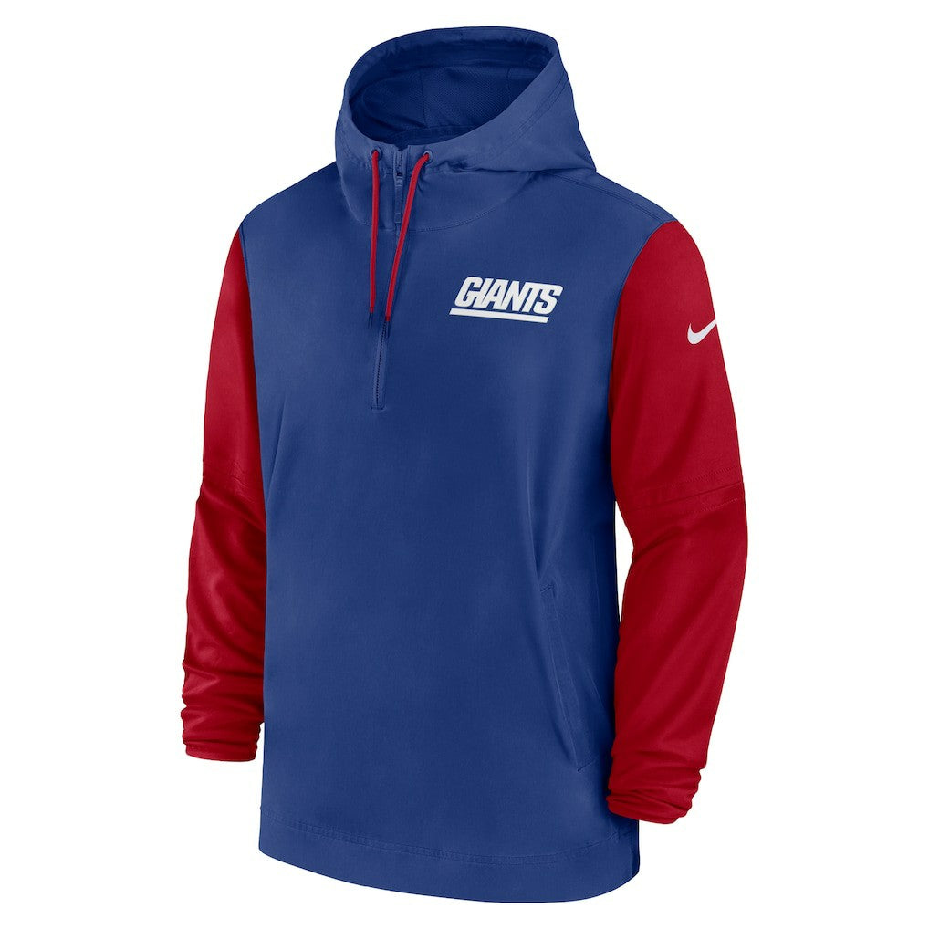 Nike New York Giants 2024/25 Sideline Pre-Game Player 1/2-Zip Hoodie Jacket Royal/Red