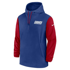 Nike New York Giants 2024/25 Sideline Pre-Game Player 1/2-Zip Hoodie Jacket Royal/Red