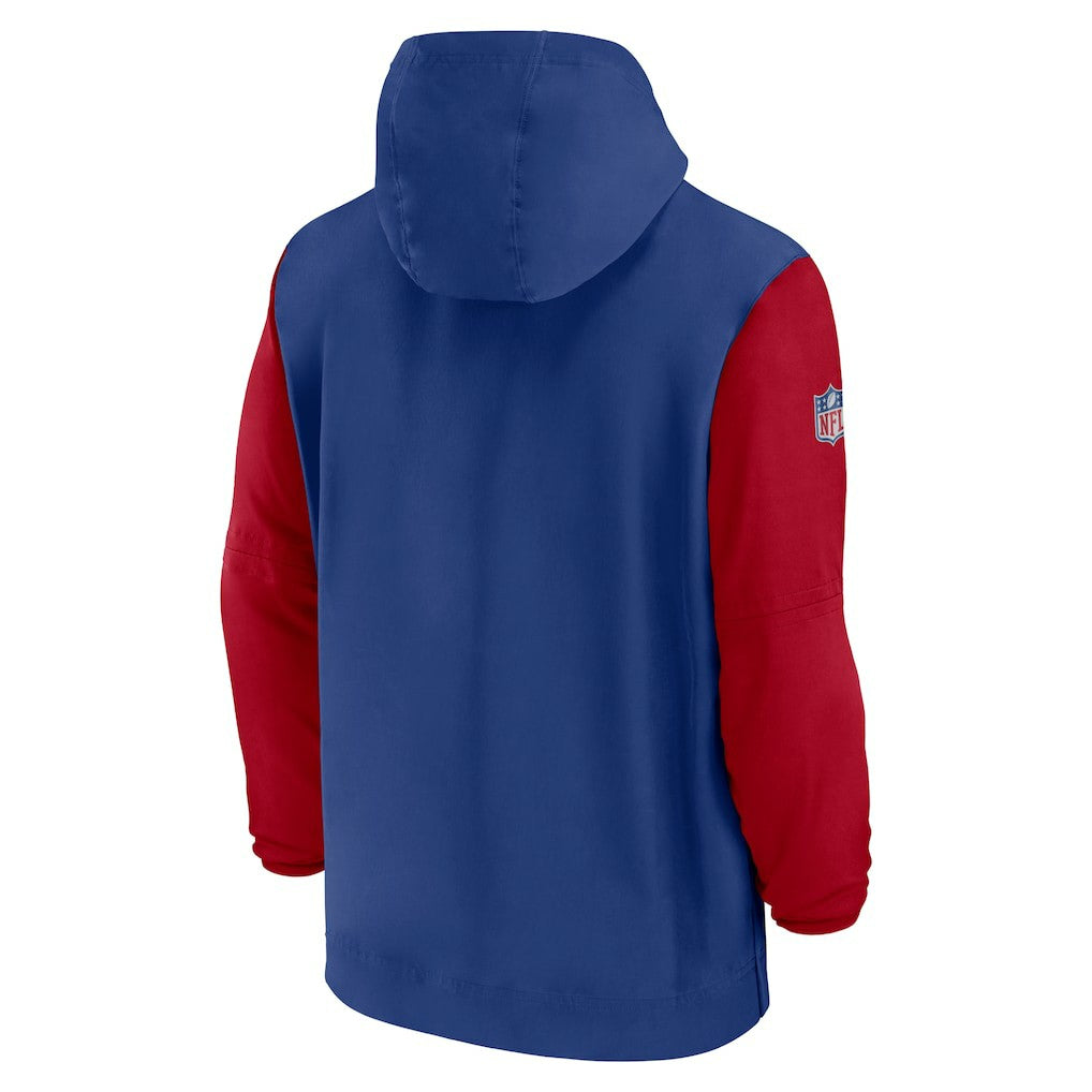 Nike New York Giants 2024/25 Sideline Pre-Game Player 1/2-Zip Hoodie Jacket Royal/Red