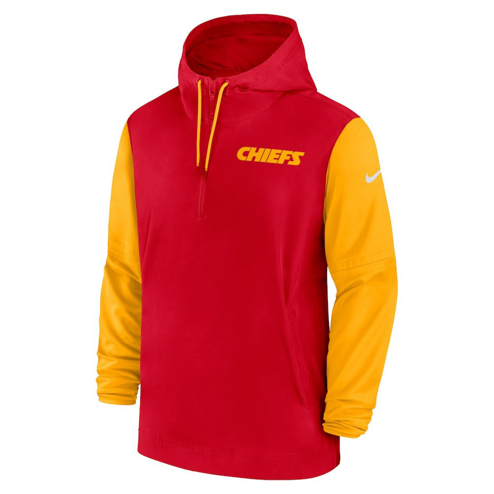 Nike Kansas City Chiefs 2024/25 Sideline Pre-Game Player 1/2-Zip Hoodie Jacket Red/Gold