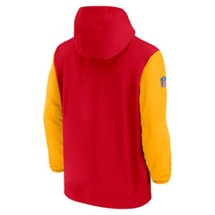 Nike Kansas City Chiefs 2024/25 Sideline Pre-Game Player 1/2-Zip Hoodie Jacket Red/Gold