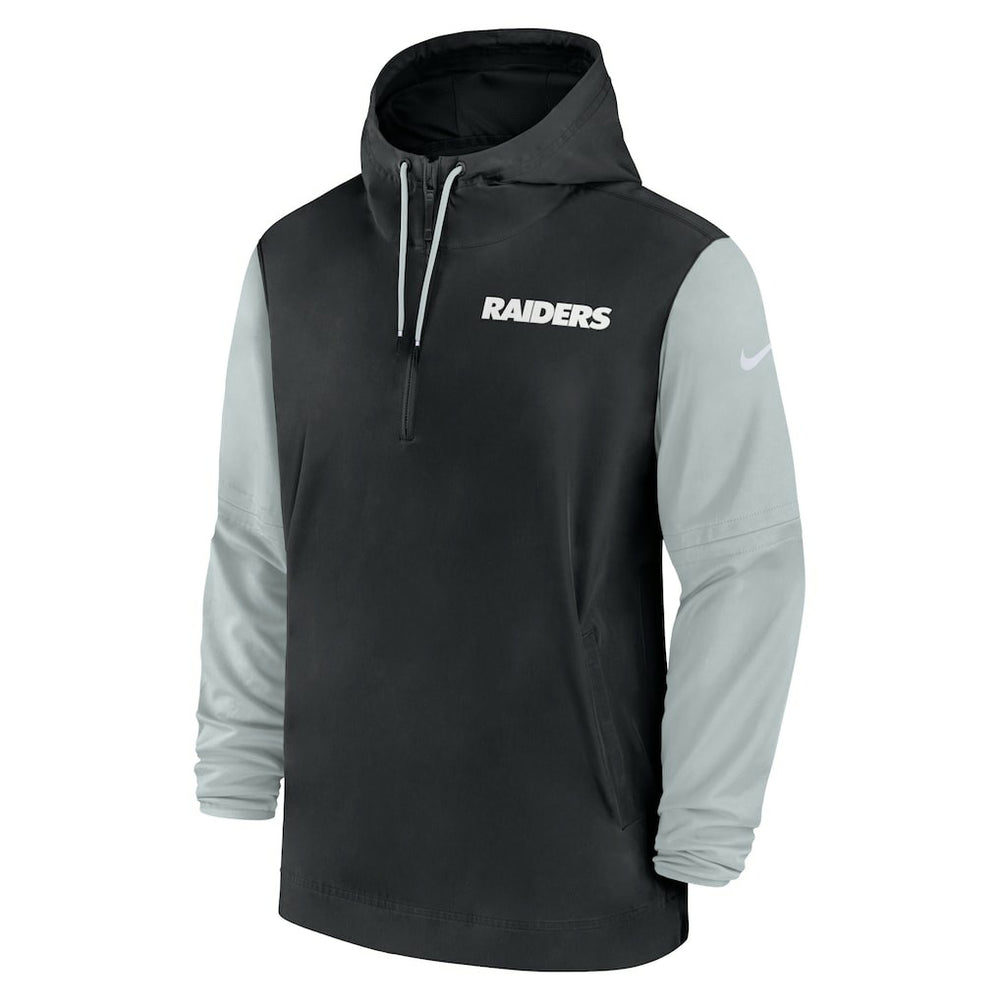 Nike Las Vegas Raiders 2024/25 Sideline Pre-Game Player 1/2-Zip Hoodie Jacket Black/Silver