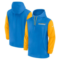 Nike Los Angeles Chargers 2024/25 Sideline Pre-Game Player 1/2-Zip Hoodie Jacket Powder Blue/Gold