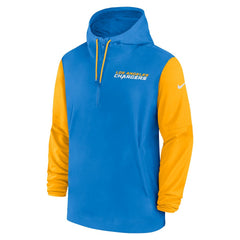 Nike Los Angeles Chargers 2024/25 Sideline Pre-Game Player 1/2-Zip Hoodie Jacket Powder Blue/Gold