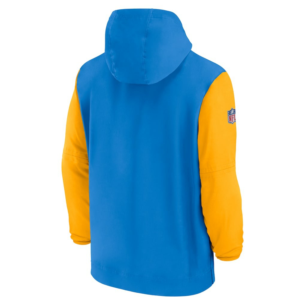 Nike Los Angeles Chargers 2024/25 Sideline Pre-Game Player 1/2-Zip Hoodie Jacket Powder Blue/Gold
