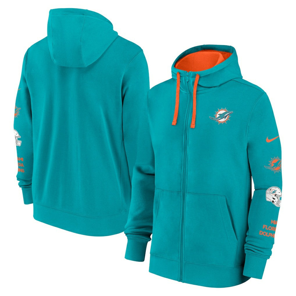 Nike Miami Dolphins Primetime Club Full-Zip Hoodie Aqua