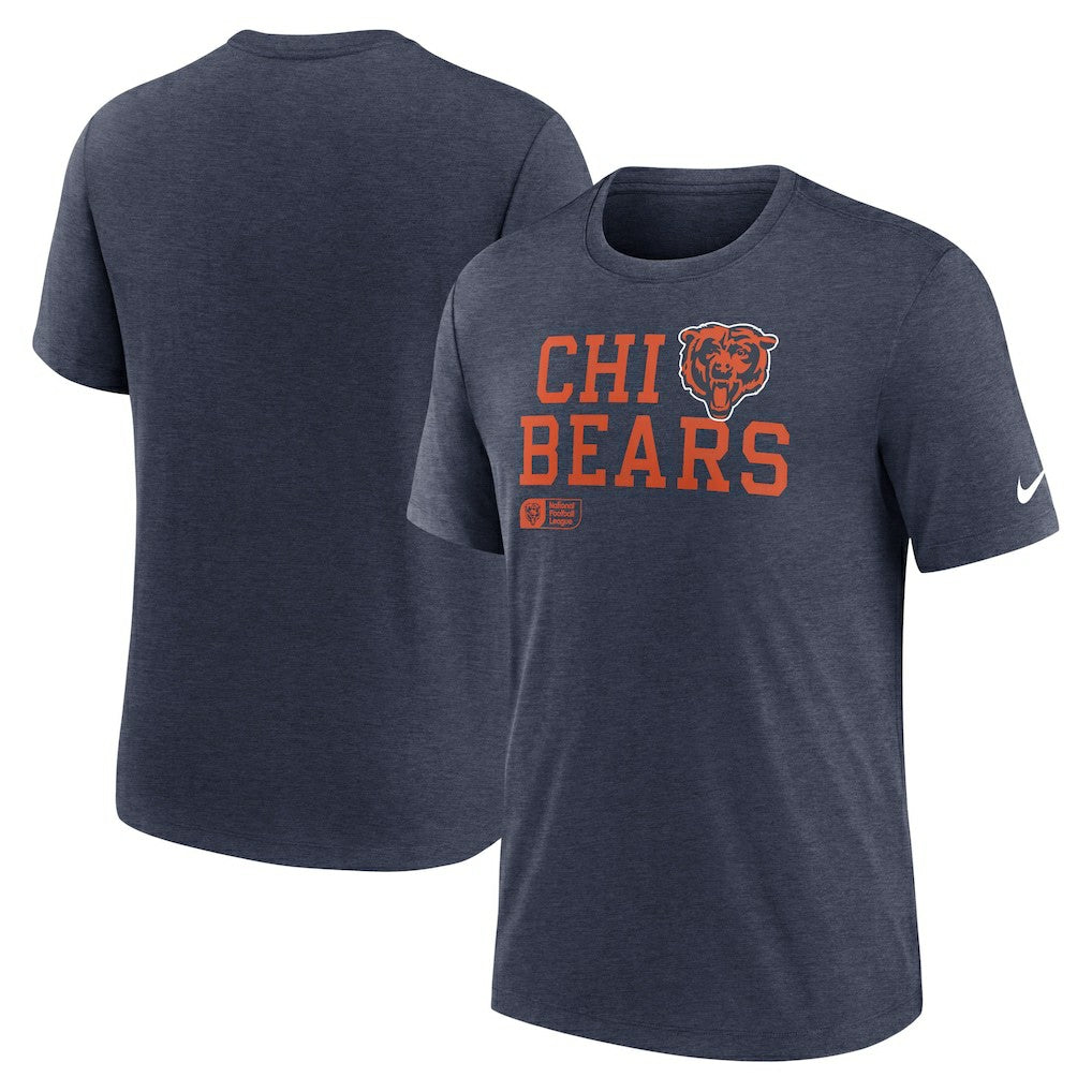 Nike Chicago Bears Overlap Lockup Tri-Blend T-Shirt Navy